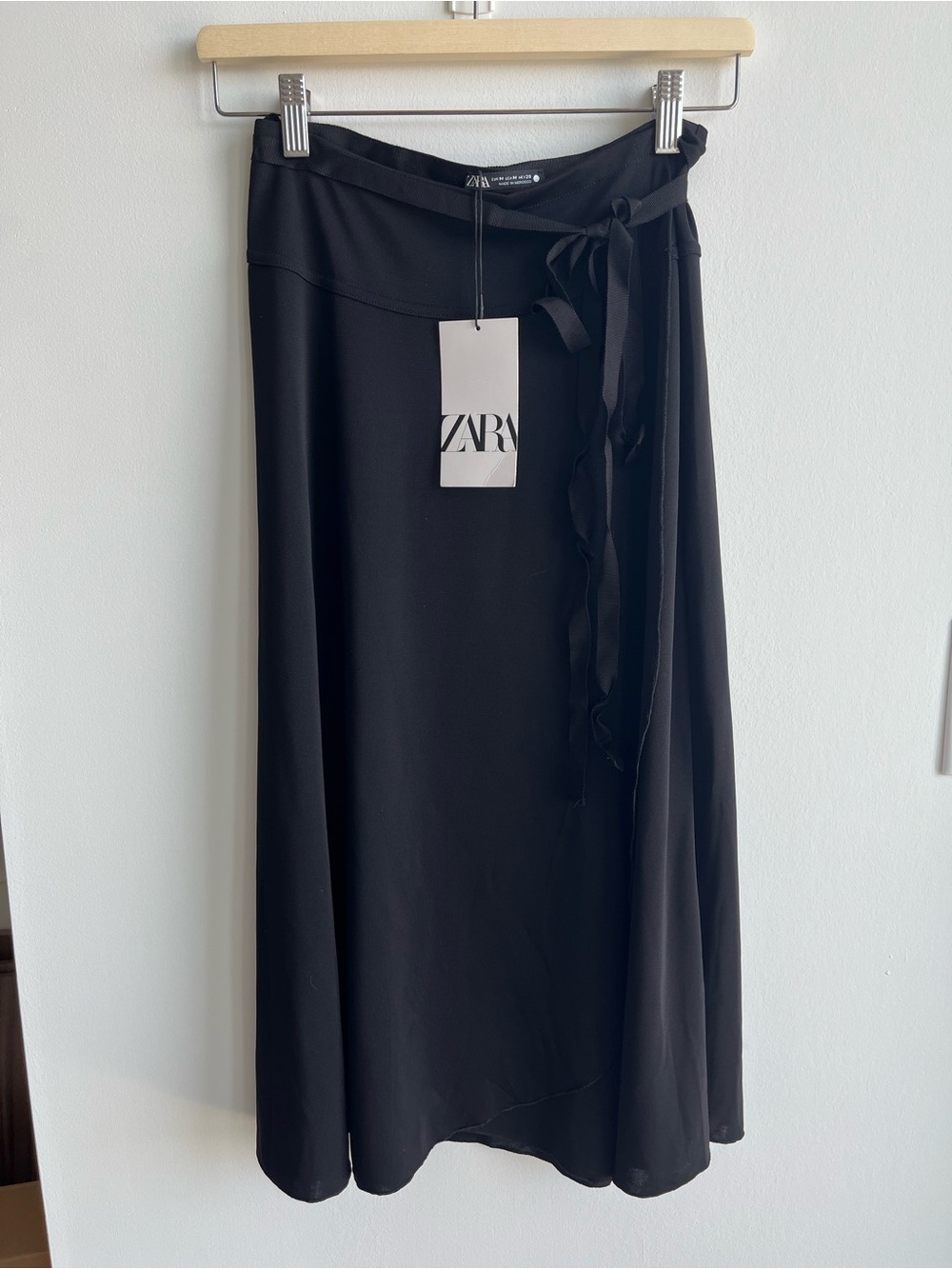 Zara Black Wrap Skirt with Tie Waist